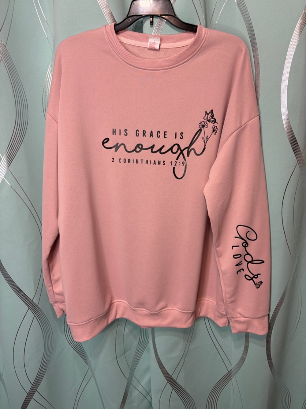 His Grace Is Enough Pink Graphic Sweatshirt